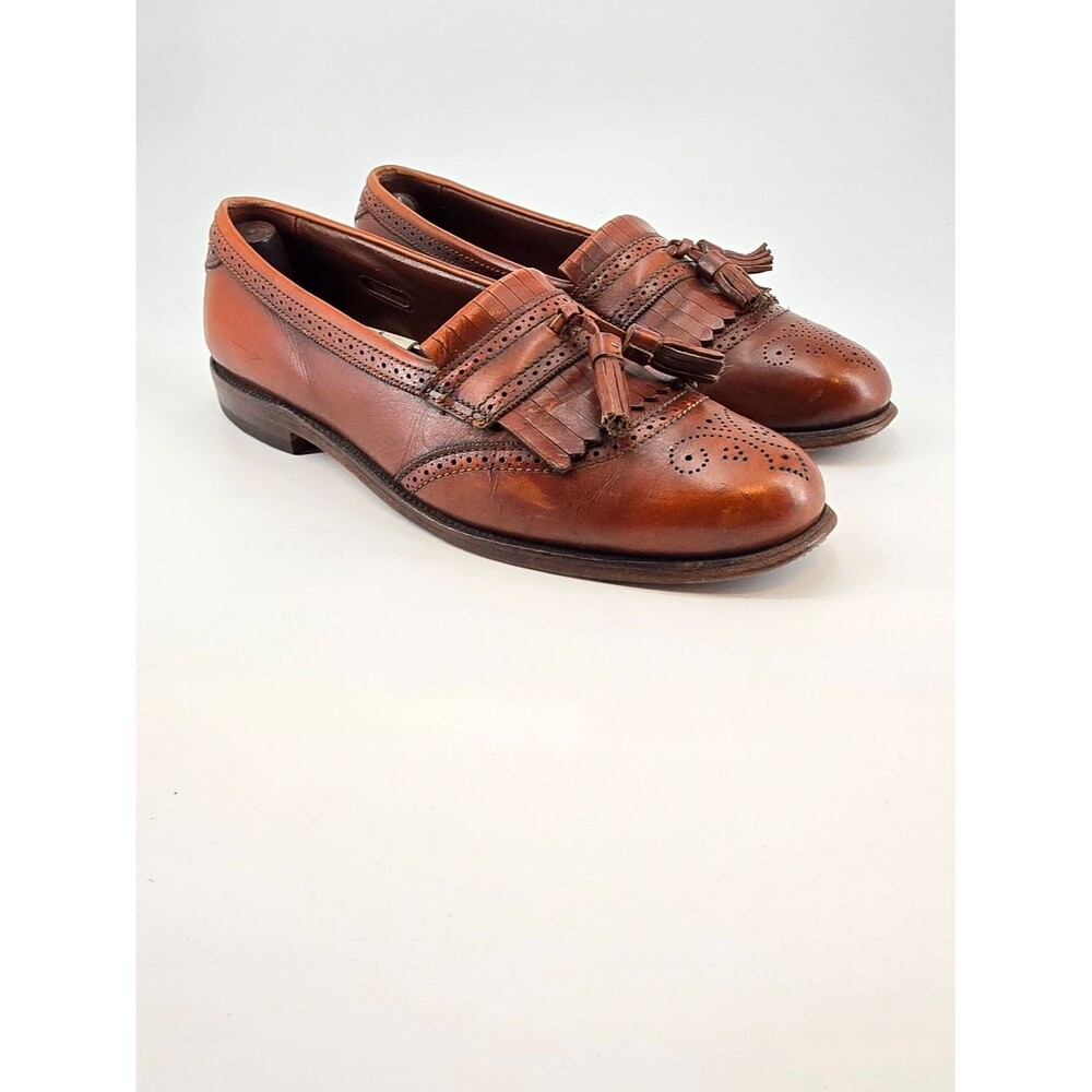 Allen Edmonds Cognac Brown Leather Tassel Kiltie Slip-On Loafers Bridgeton 10 C